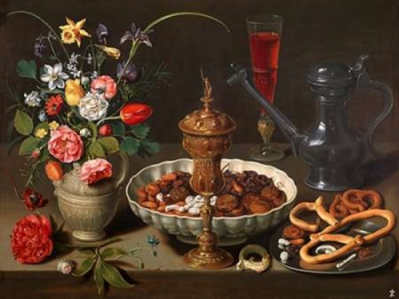 Still Life of Flowers and Dried Fruit Poster Print by Clara Peeters - Item # VARPDX3AA3790